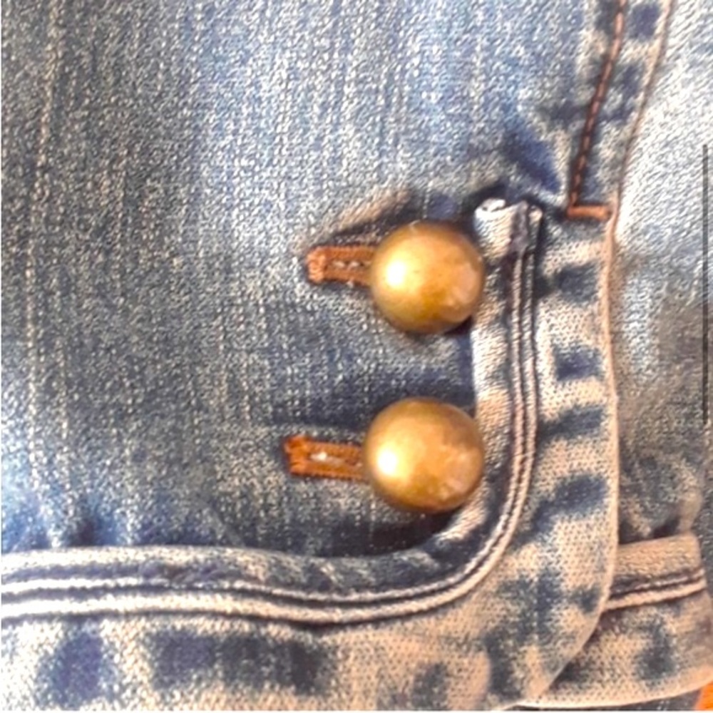 Vintage DKNY Denim Military Jacket with Bronze Buttons - Picture 5 of 10